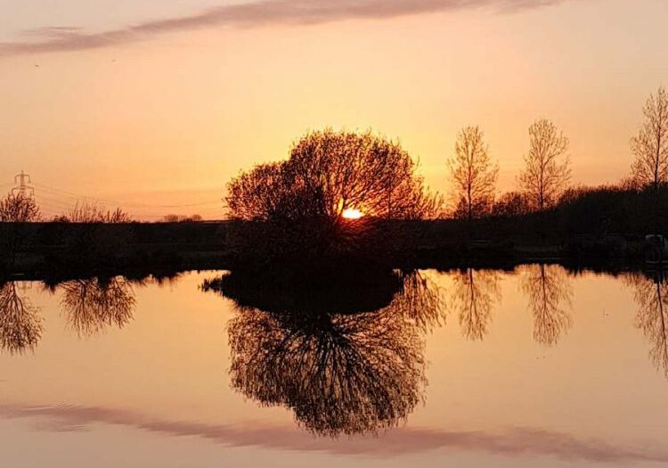 Sunset over the pond on the campsite